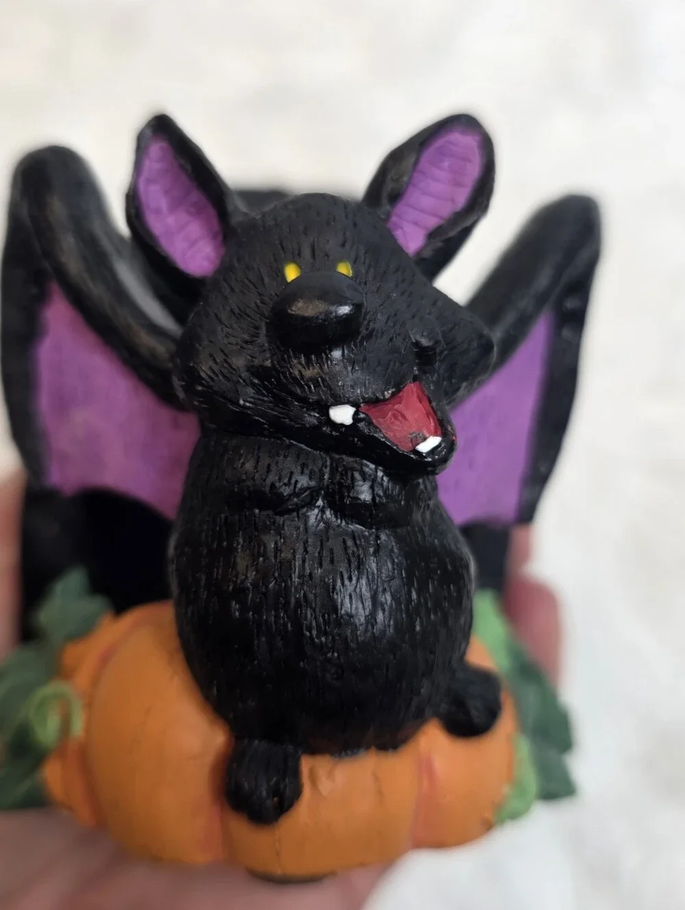 Vintage Vampire And Bat Halloween Tealight Candle Holder.